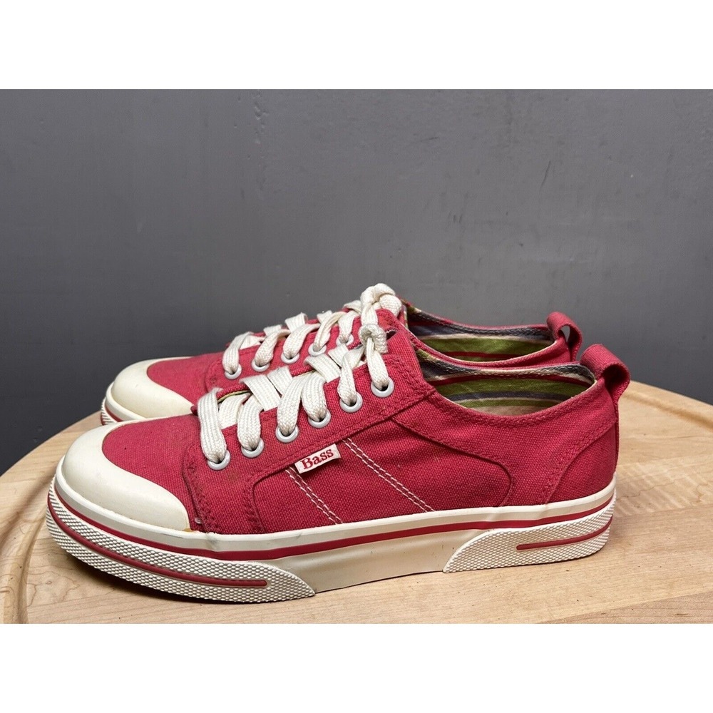 Bass Sneakers Womens 7.5 Red Zone Canvas Low Top Lace Up Casual Shoes - Picture 6 of 8